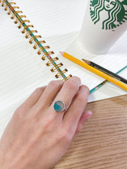Green Lace Agate Round Ring - SF