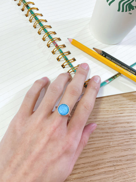 Turquoise Quartz Round Ring - SF