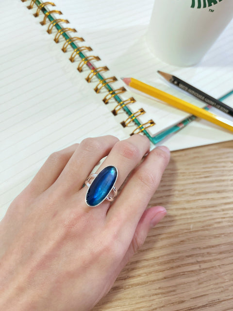 Labradorite Doublet Oval Cabochon Ring - SF