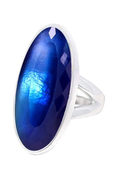 Labradorite Doublet Oval Cabochon Ring - SF