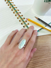 Mother Of Pearl Quartz Oval Ring - SF