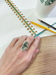 Moss Agate Oval Cabochon Ring - SF