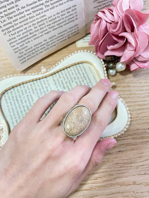 Lily Fossil Statement Ring - SF