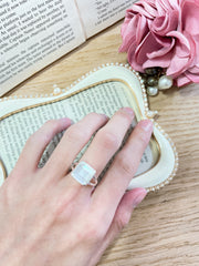 Mother Of Pearl Quartz Square Ring - SF