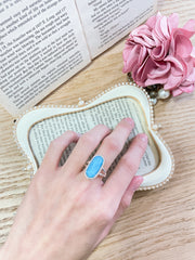 Turquoise Quartz Doublet Halo Ring - SF