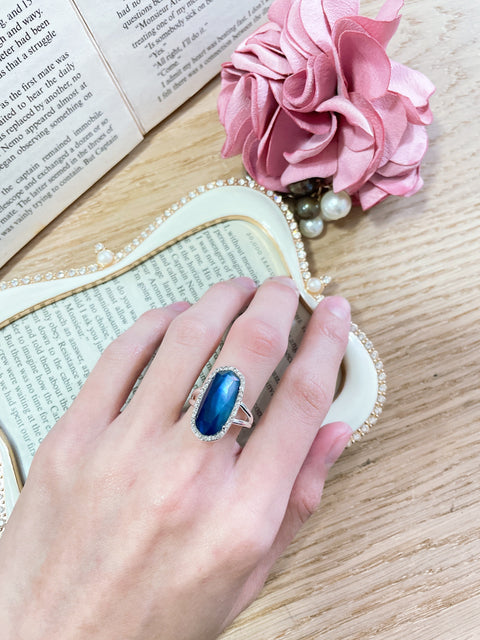 Labradorite Doublet Halo Ring - SF