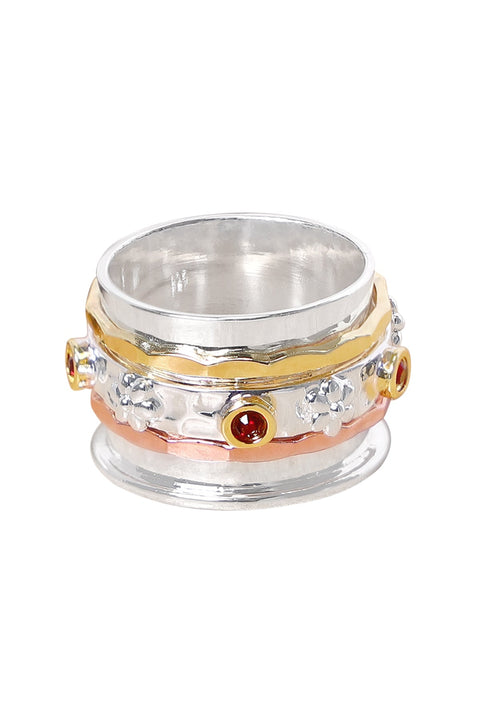 Garnet Crystal Spinner Ring - SF