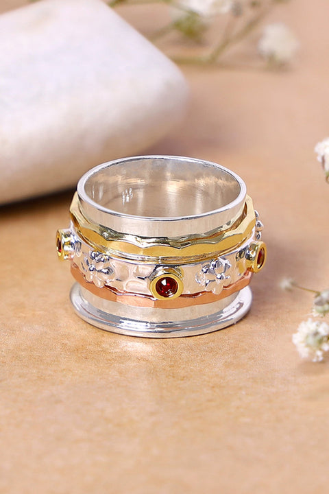 Garnet Crystal Spinner Ring - SF