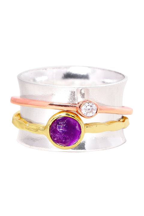 Amethyst Tri-Color Spinner Ring - SF