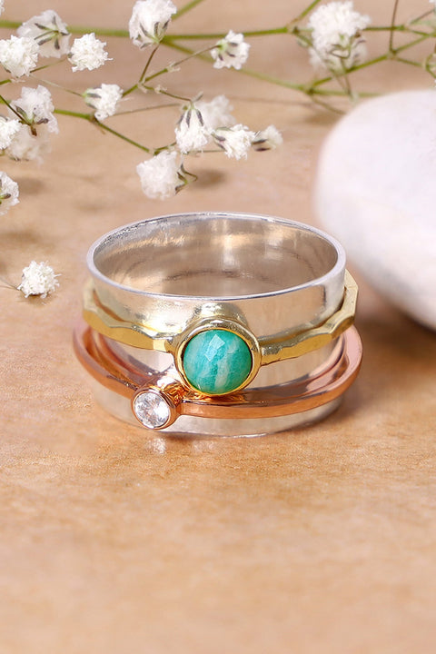 Amazonite Tri-Color Spinner Ring - SF
