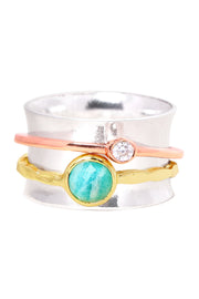 Amazonite Tri-Color Spinner Ring - SF
