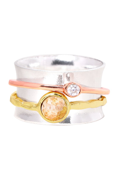 Lily Fossil Tri-Color Spinner Ring - SF
