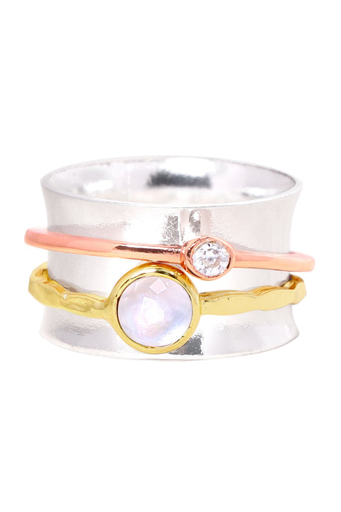 Mother Of Pearl Tri-Color Spinner Ring - SF