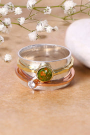 Unakite Tri-Color Spinner Ring - SF