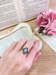 Sterling Silver & Amazonite Filigree Ring - SS