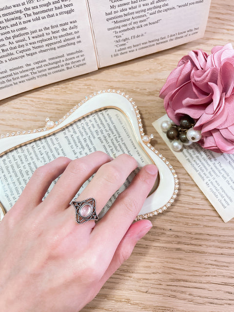 Sterling Silver & Rose Quartz Filigree Ring - SS