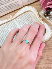 Sterling Silver & Amazonite Oval Cabochon Ring - SS
