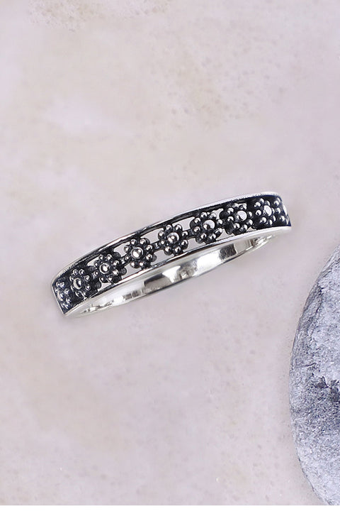 Sterling Silver Flower Band Ring - SS