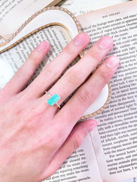 Amazonite Rectangle Petite Ring - SF