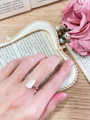 Rose Quartz Rectangle Petite Ring - SF