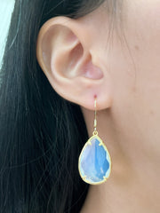 Moonstone Crystal Pear Cut Drop Earrings In Gold - GF
