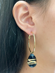 London Blue Crystal Wrapped Hoop Earrings In Gold - GF