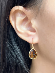 Amber Crystal Teardrop Earrings - GF