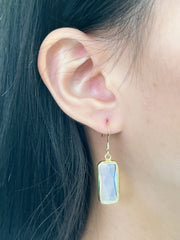 Moonstone Crystal Rectangle Earrings In Gold - GF