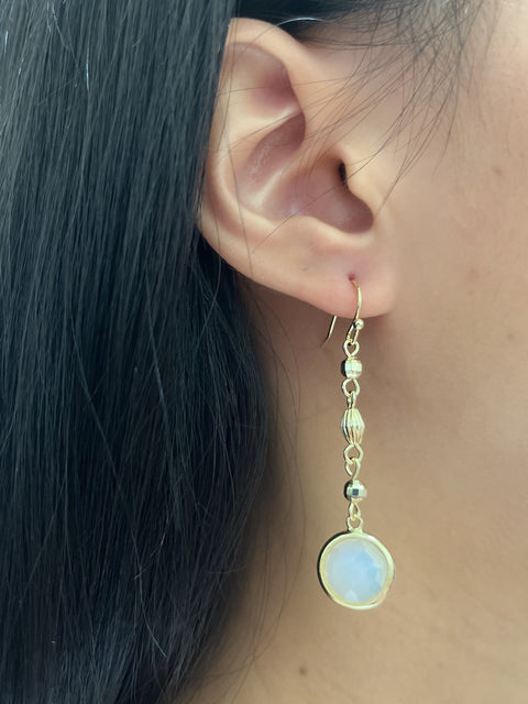 Moonstone Crystal Drop Earrings In Gold - GF