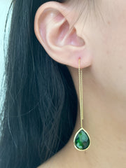 Emerald Crystal Threader Drop Earrings - GF