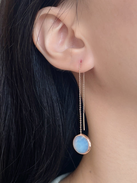 Moonstone Crystal Threader Earrings - SF