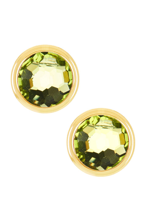 Peridot Crystal 8mm Post Earrings In Gold - GF