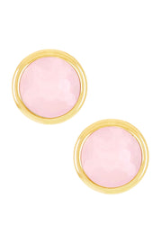 Rose Crystal 8mm Post Earrings In Gold - GF