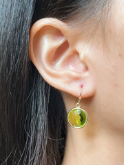 Peridot Crystal Round Drop Earrings - GF