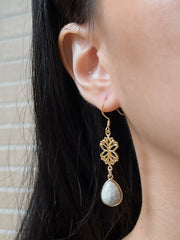 Lily Fossil & Lotus Drop Earrings - GF