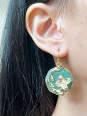 Green Aventurine Drop Earrings In Gold - GF