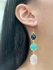 Mixed Crystal Drop Earrings - GF