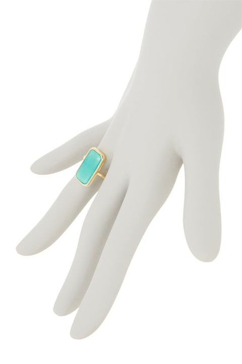 Amazonite Crystal Rectangle Ring - GF