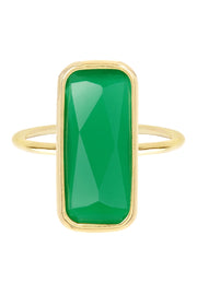 Green Chalcedony Crystal Bar Ring - GF