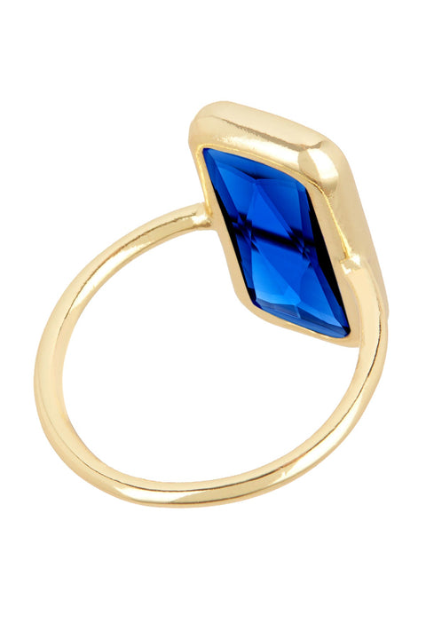 London Blue Crystal Rectangle Ring - GF