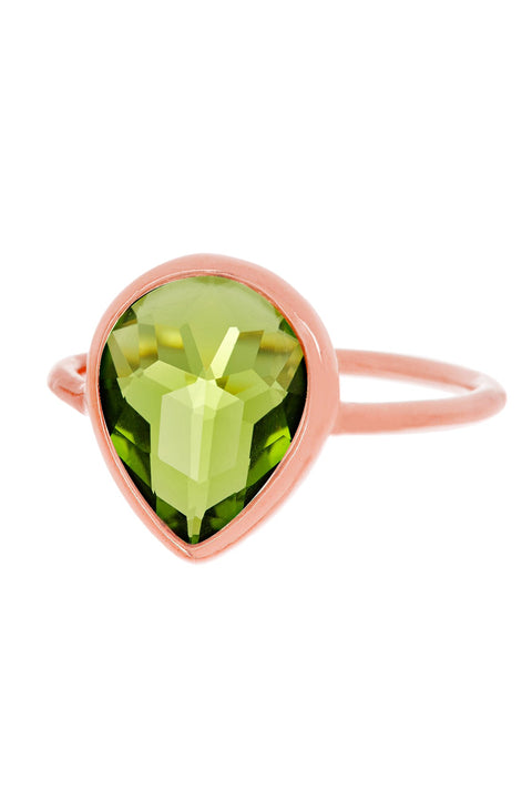 Peridot Crystal Ring In Rose Gold - SF