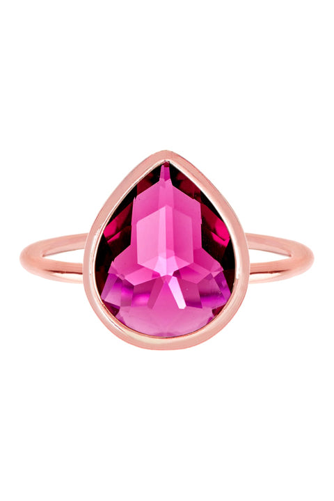Raspberry Crystal Ring In Rose Gold - SF