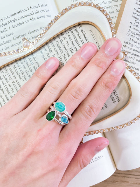 Amazonite & CZ Stack Ring Set - SF