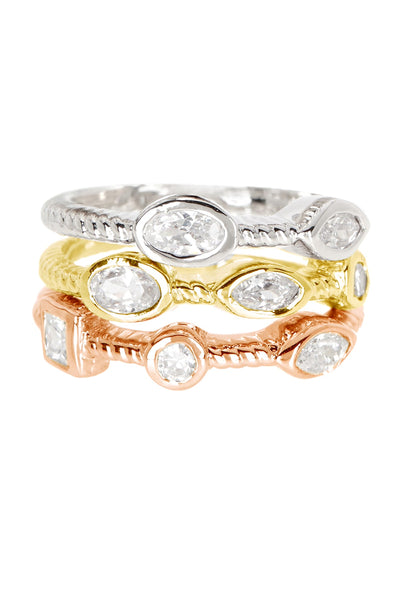 Stack Ring Set In Tri Color - SF