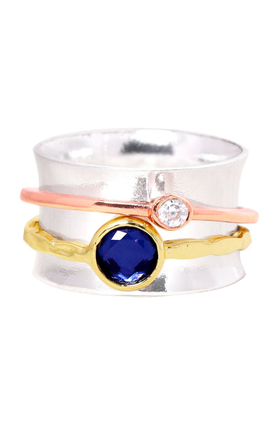 London Blue Crystal Spinner Ring - SF