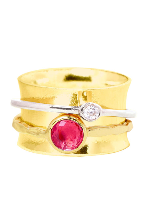 Raspberry Crystal Spinner Ring - GF
