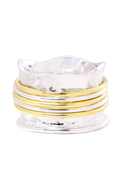 Two-Tone Wave Spinner Ring - SF