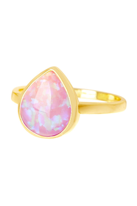 Opal Cotton Candy Teardrop Ring - GF
