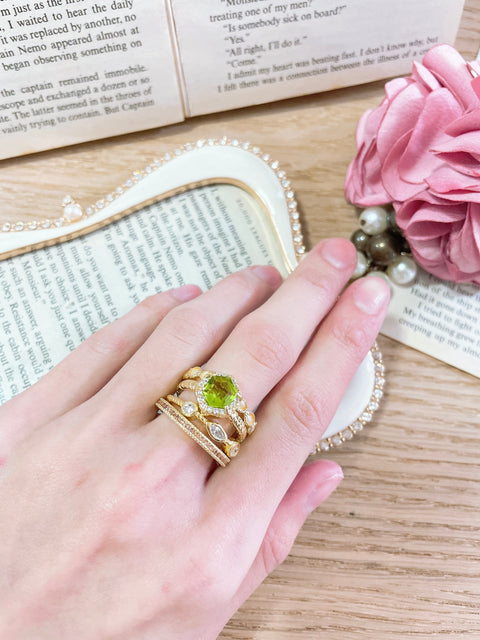 Peridot Crystal Stack Ring Set - GF