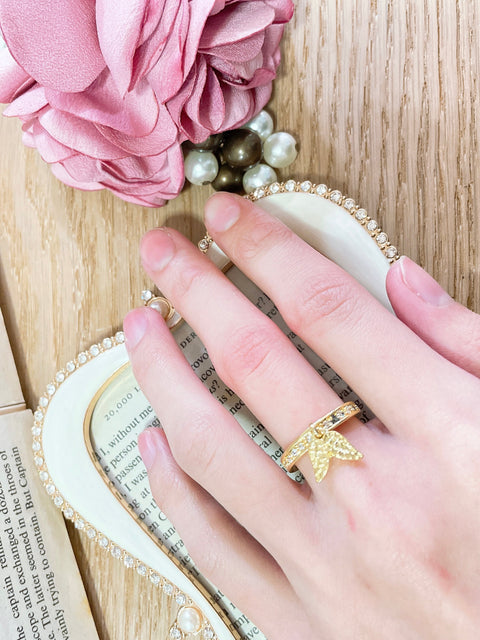 Angel Wing Moveable Charm Ring - GF
